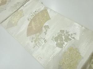 リサイクル　川島織物製　地紙に群鶴模様織出し袋帯